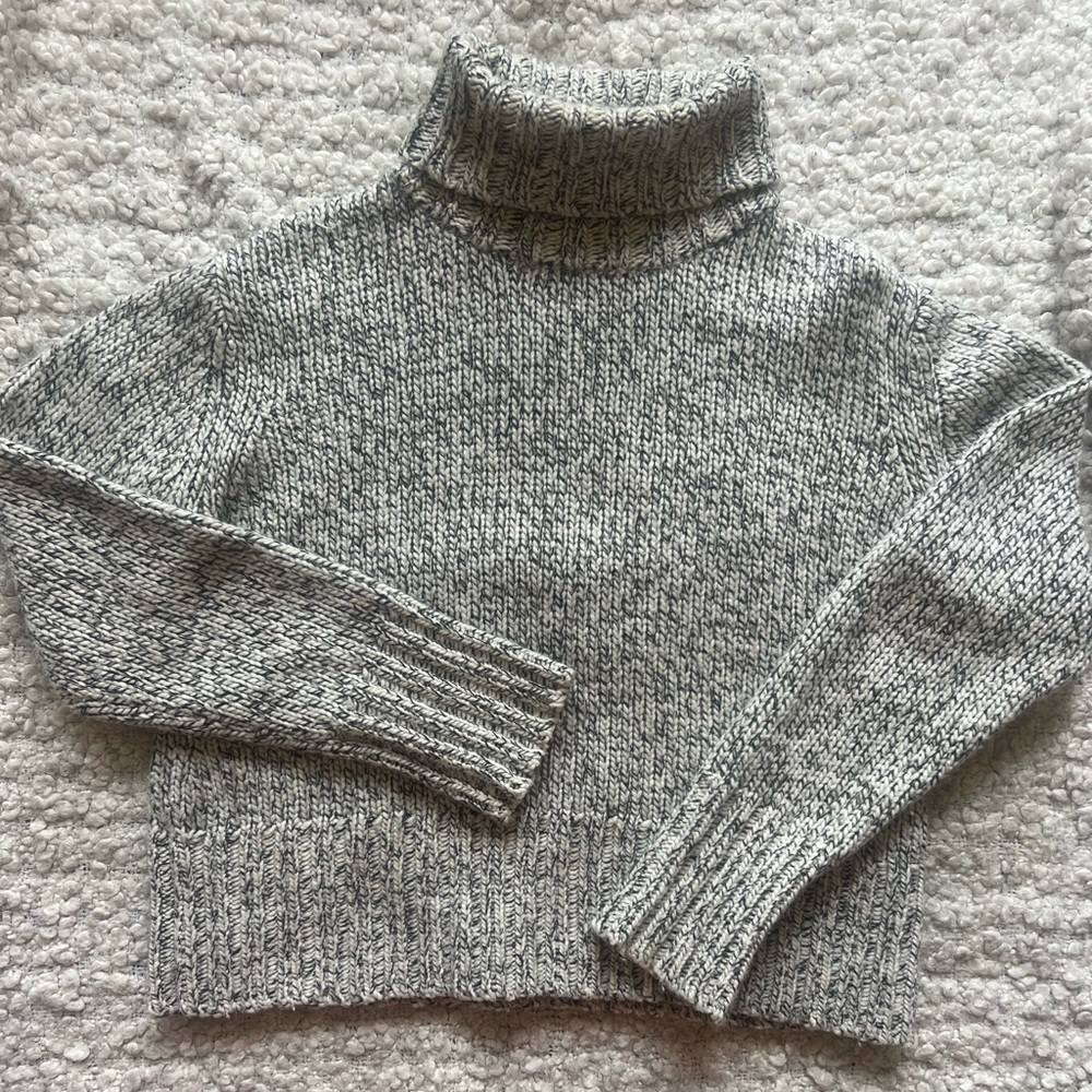 LOFT Black & White Knit Turtleneck